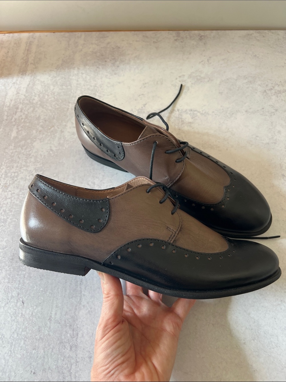 Yuko Imanishi Classic Two-Tone woman’s Wingtip Oxford.